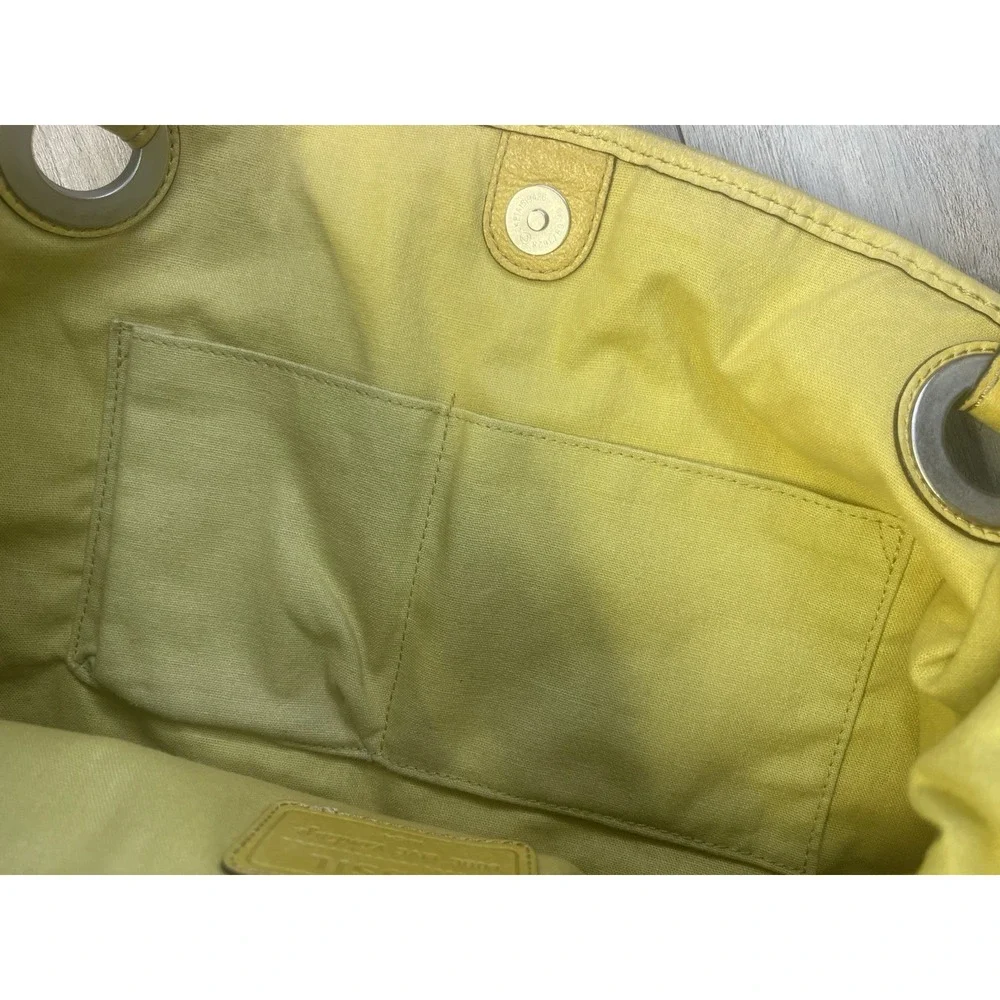 Fossil Hathaway Tote Bag Medium Yellow Leather Shoulder Handbag Purse